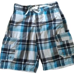 Blue gingham sport swim shorts